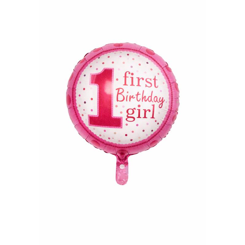 Pink “First Birthday Girl” Foil Balloon 💖👶