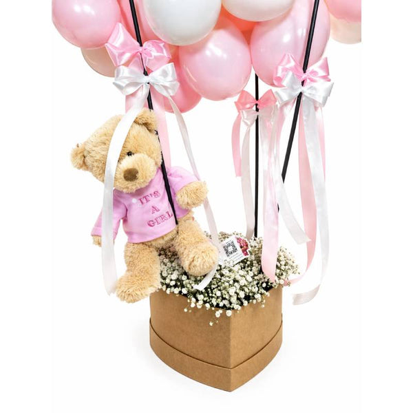 🎀 Pink Cloud Teddy Balloon Box 🧸💗