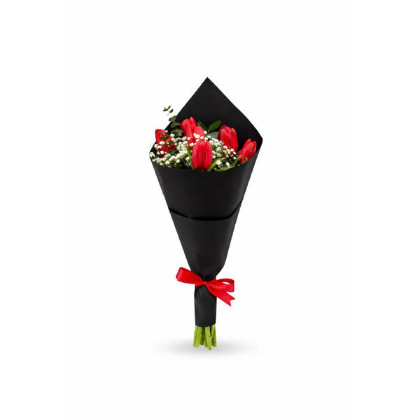 Six Scarlet Tulips